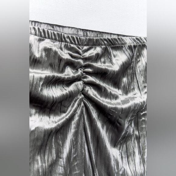 Zara Grey Velvet Flare Pants Size Medium - Picture 5 of 13